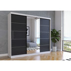 Dressing Iaki Alb cu oglinda 250 cm x 200 cm x 61 cm cu usi magia