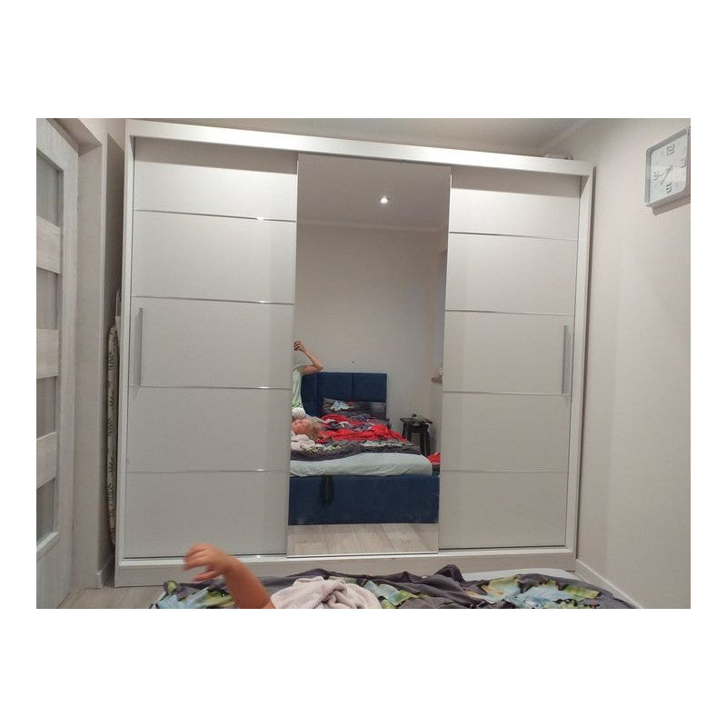 Dressing Iaki alb cu oglinda 250 cm x 200 cm x 61 cm