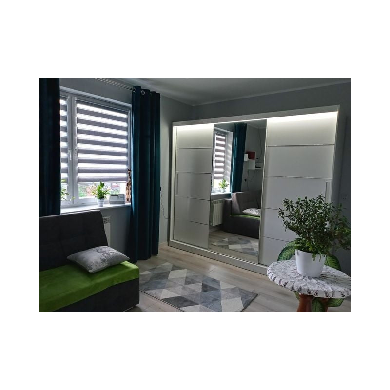 Dressing Iaki alb cu oglinda 250 cm x 200 cm x 61 cm