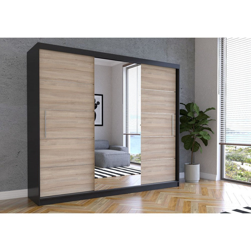 Dressing Iaki Magia cu oglinda 250 cm x 200 cm x 61 cm cu usi sonoma