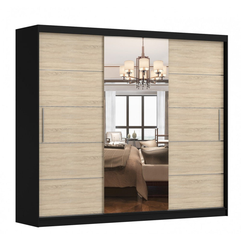 Dressing Iaki Magia cu oglinda 250 cm x 200 cm x 61 cm cu usi sonoma
