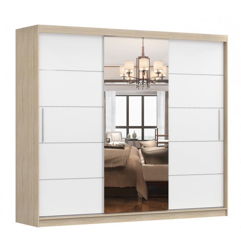 Dressing Iaki Sonoma cu Oglinda 250 cm x 200 cm x 61 cm cu usi albe