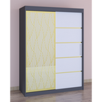 Dressing Stefan Cod140 Gri cu usi glisante Albe 150 cm x 200 cm