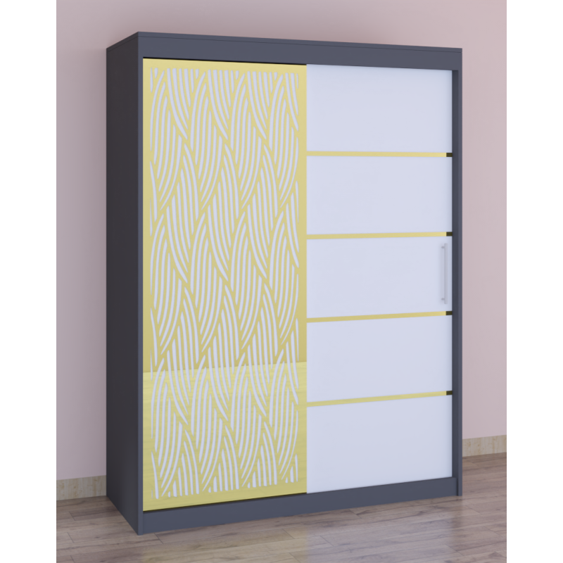 Dressing Stefan Cod140 Gri cu usi glisante Albe 150 cm x 200 cm