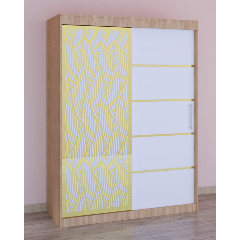 Dressing Stefan Cod140 Sonoma cu usi glisante Albe 200 cm x 200 cm