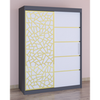 Dressing Stefan Cod146 Gri cu usi glisante Albe 150 cm x 200 cm