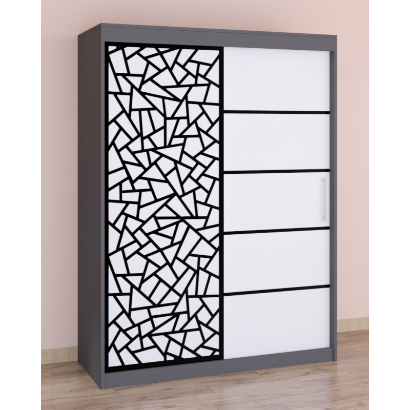 Dressing Stefan Cod147 Gri cu usi glisante Albe 150 cm x 200 cm
