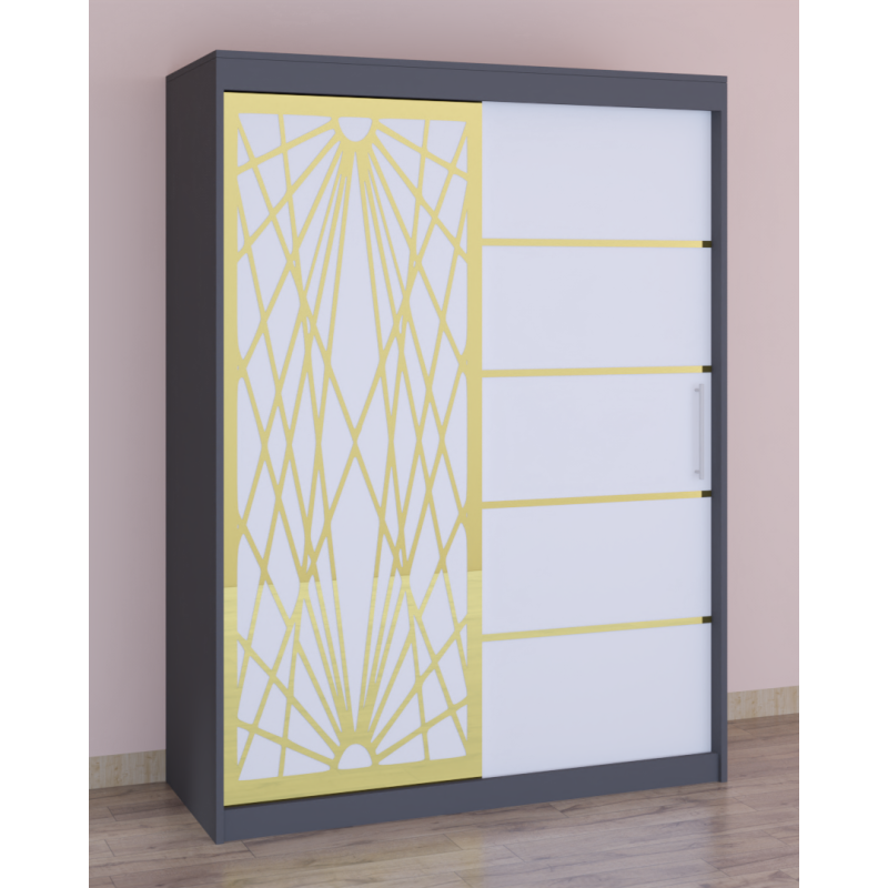 Dressing Stefan Cod170 Gri cu usi glisante Albe 200 cm x 200 cm