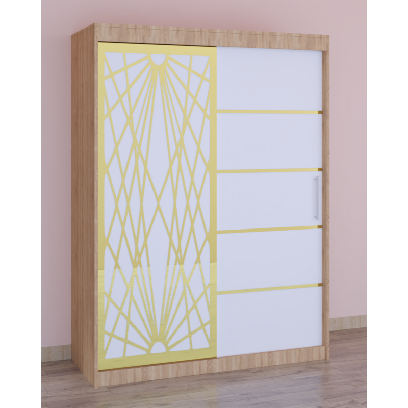 Dressing Stefan Cod170 Sonoma cu usi glisante Albe 200 cm x 200 cm