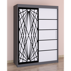 Dressing Stefan Cod171 Gri cu usi glisante Albe 150 cm x 200 cm