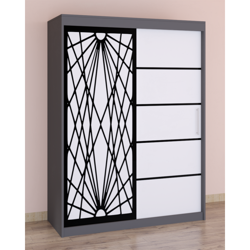 Dressing Stefan Cod171 Gri cu usi glisante Albe 200 cm x 200 cm