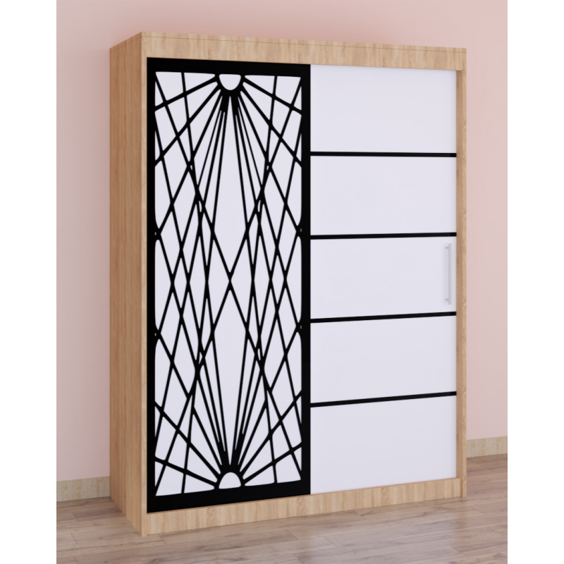 Dressing Stefan Cod171 Sonoma cu usi glisante Albe 200 cm x 200 cm