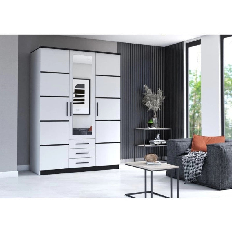 Dressing Szantal 3D , alb/negru, 150 x 210 x 64 cm