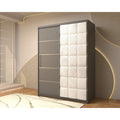 Dressing Tapitat Regal Gri cu usa tapitata Alba 150x200 cm