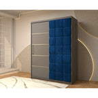 Dressing Tapitat Regal Gri cu usa tapitata Albastra 150x200 cm