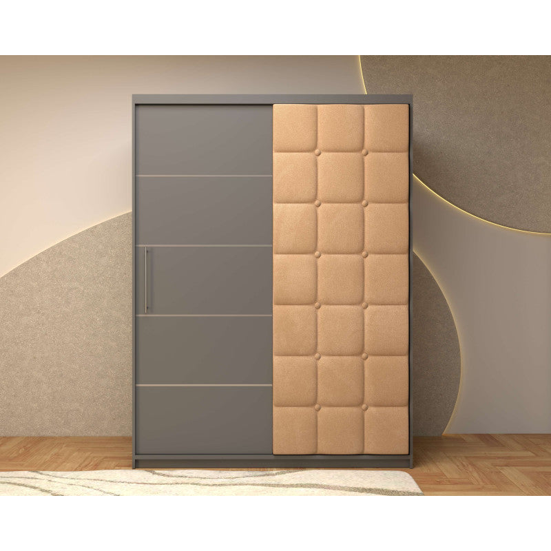 Dressing Tapitat Regal Gri cu usa tapitata Bej 150x200 cm
