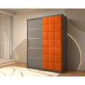 Dressing Tapitat Regal Gri cu usa tapitata Caramiziu 150x200 cm
