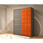 Dressing Tapitat Regal Gri cu usa tapitata Caramiziu 150x200 cm