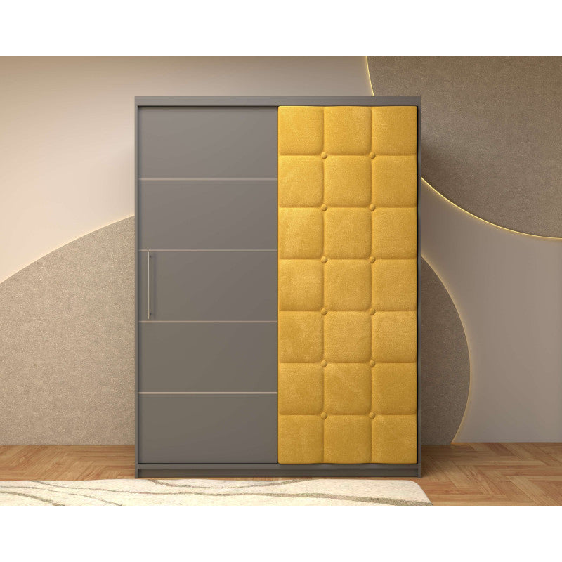 Dressing Tapitat Regal Gri cu usa tapitata Galben 150x200 cm