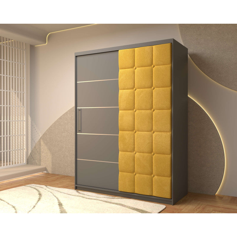 Dressing Tapitat Regal Gri cu usa tapitata Galben 150x200 cm