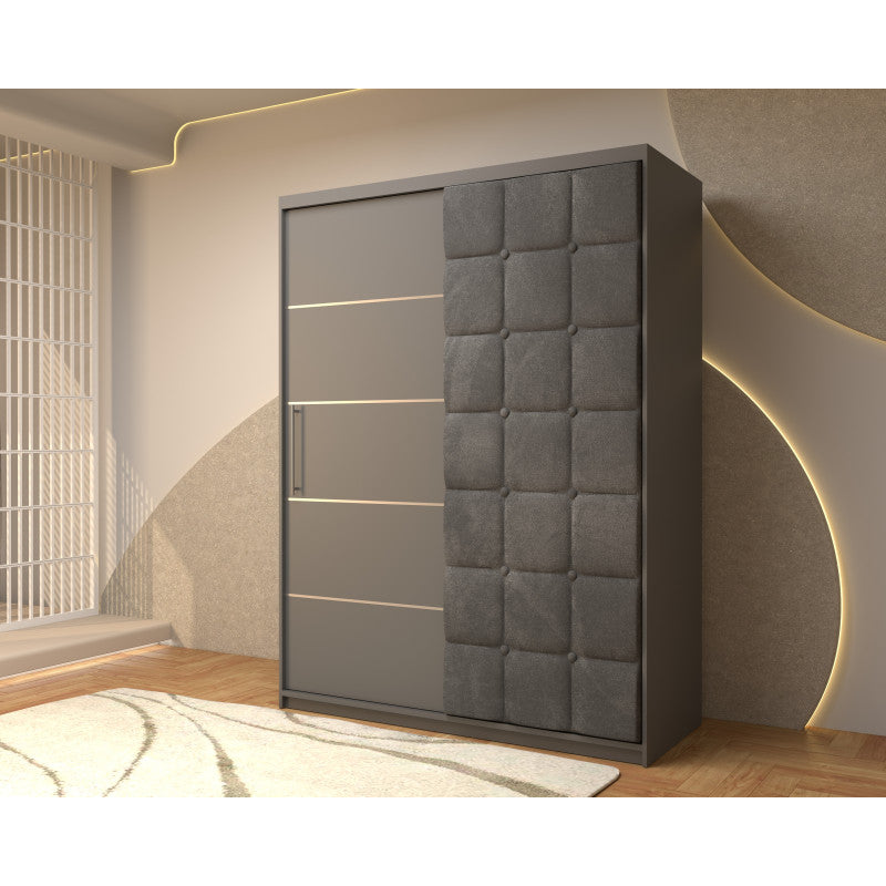 Dressing Tapitat Regal Gri cu usa tapitata Gri 150x200 cm