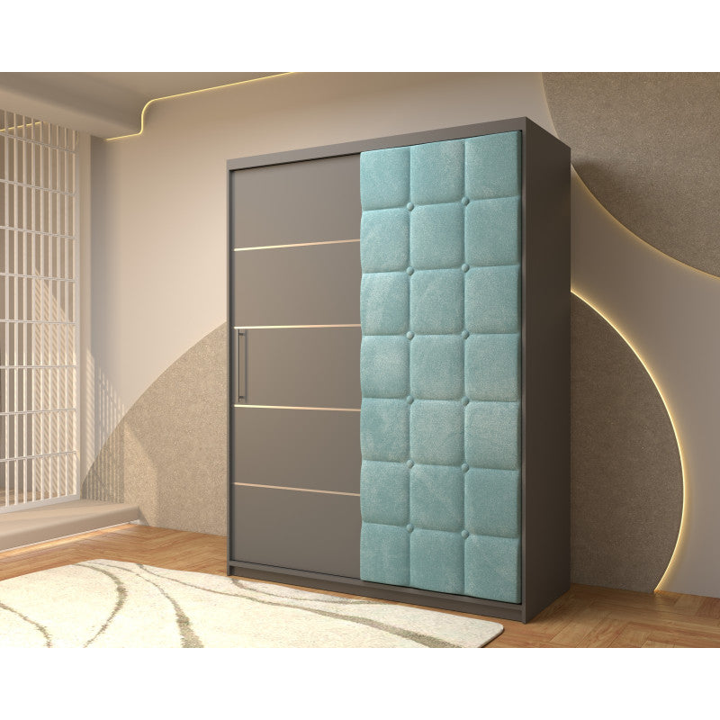 Dressing Tapitat Regal Gri cu usa tapitata Lemon 150x200 cm