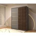 Dressing Tapitat Regal Gri cu usa tapitata Maro 150x200 cm