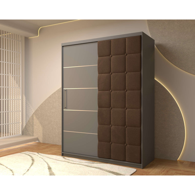 Dressing Tapitat Regal Gri cu usa tapitata Maro 150x200 cm