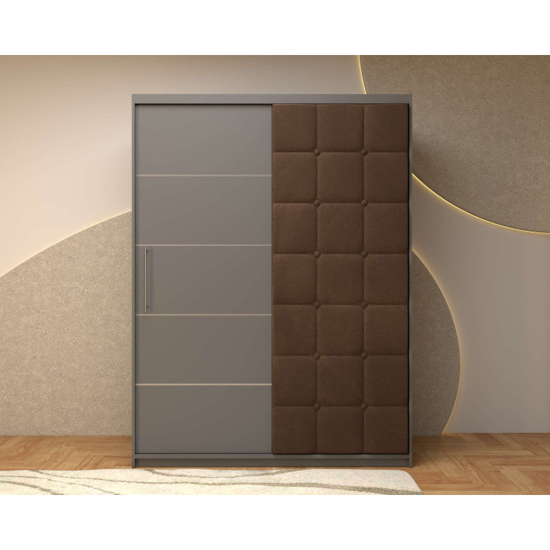 Dressing Tapitat Regal Gri cu usa tapitata Maro 150x200 cm