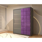 Dressing Tapitat Regal Gri cu usa tapitata Mov 150x200 cm