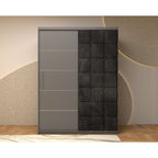 Dressing Tapitat Regal Gri cu usa tapitata Neagra 150x200 cm