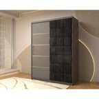 Dressing Tapitat Regal Gri cu usa tapitata Neagra 150x200 cm