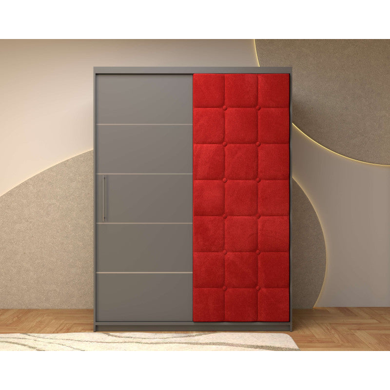 Dressing Tapitat Regal Gri cu usa tapitata Rosie 150x200 cm