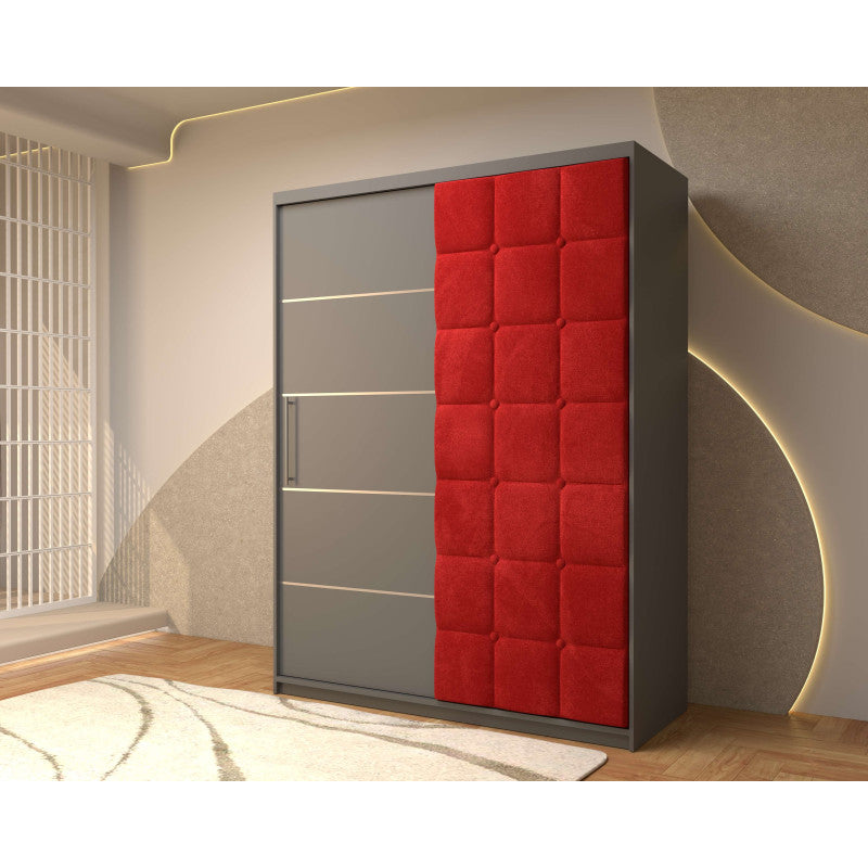 Dressing Tapitat Regal Gri cu usa tapitata Rosie 150x200 cm