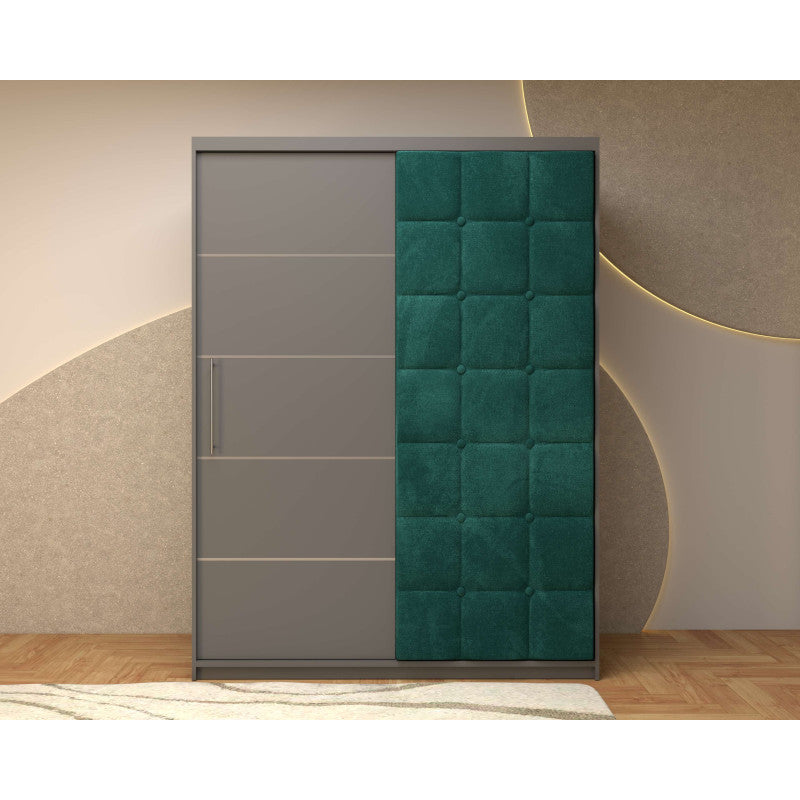 Dressing Tapitat Regal Gri cu usa tapitata Verde 150x200 cm