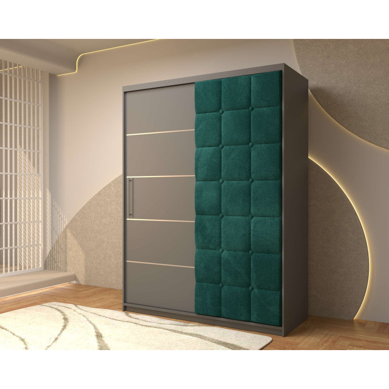 Dressing Tapitat Regal Gri cu usa tapitata Verde 150x200 cm