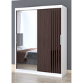 Dressing Viva 150 cm x 200 cm cu oglinda Alb cu usi glisante Wenghe Ornament Negru