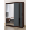 Dressing Viva 150 cm x 200 cm cu oglinda Wenghe cu usi glisante Gri Ornament Negru