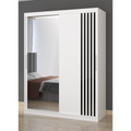 Dressing Viva Alb cu oglinda 200 x 200 cm cu usi glisante Albe si Ornamente Negre