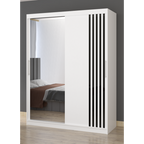 Dressing Viva Alb cu oglinda 200 x 200 cm cu usi glisante Albe si Ornamente Negre
