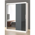 Dressing Viva Alb cu oglinda 200 x 200 cm cu usi glisante Gri si Ornamente Negre