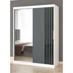 Dressing Viva Alb cu oglinda 200 x 200 cm cu usi glisante Gri si Ornamente Negre