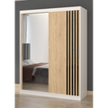 Dressing Viva Alb cu oglinda 200 x 200 cm cu usi glisante Sonoma si Ornamente Negre