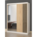 Dressing Viva Alb cu oglinda 200 x 200 cm cu usi glisante Sonoma si Ornamente Negre