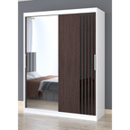 Dressing Viva Alb cu oglinda 200 x 200 cm cu usi glisante Wenge si Ornamente Negre
