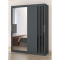 Dressing Viva Gri cu oglinda 200 x 200 cm cu usi glisante Gri si Ornamente Negre