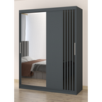 Dressing Viva Gri cu oglinda 200 x 200 cm cu usi glisante Gri si Ornamente Negre