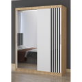 Dressing Viva Sonoma cu oglinda 200 x 200 cm cu usi glisante Albe si Ornamente Negre