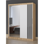 Dressing Viva Sonoma cu oglinda 200 x 200 cm cu usi glisante Albe si Ornamente Negre