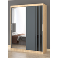 Dressing Viva Sonoma cu oglinda 200 x 200 cm cu usi glisante Gri si Ornamente Negre